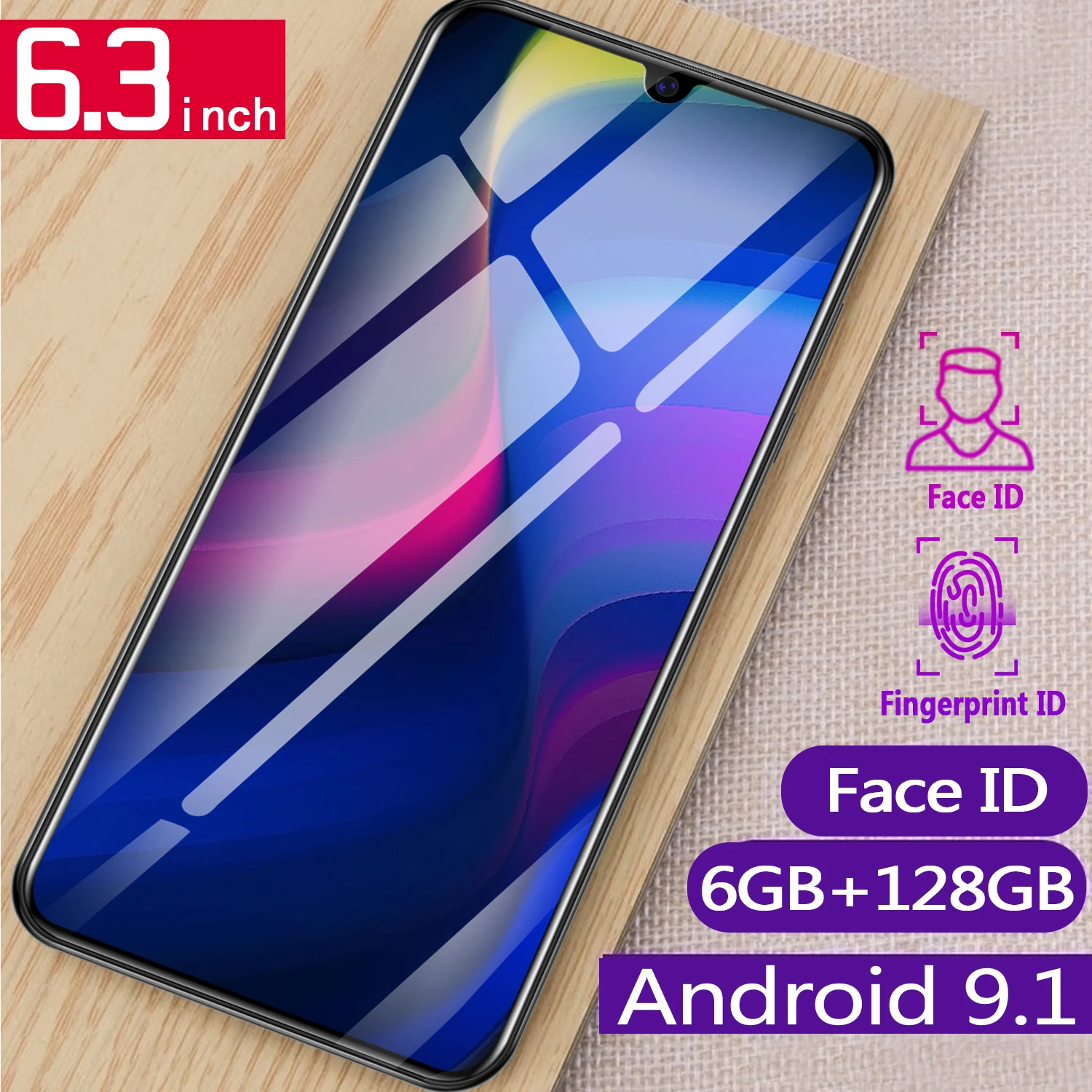 P35pro 6GB 128GB Global Version Smart Cell Phone 10 core 6.3 inch Drop Screen Telephone Dual Sim Smartphone