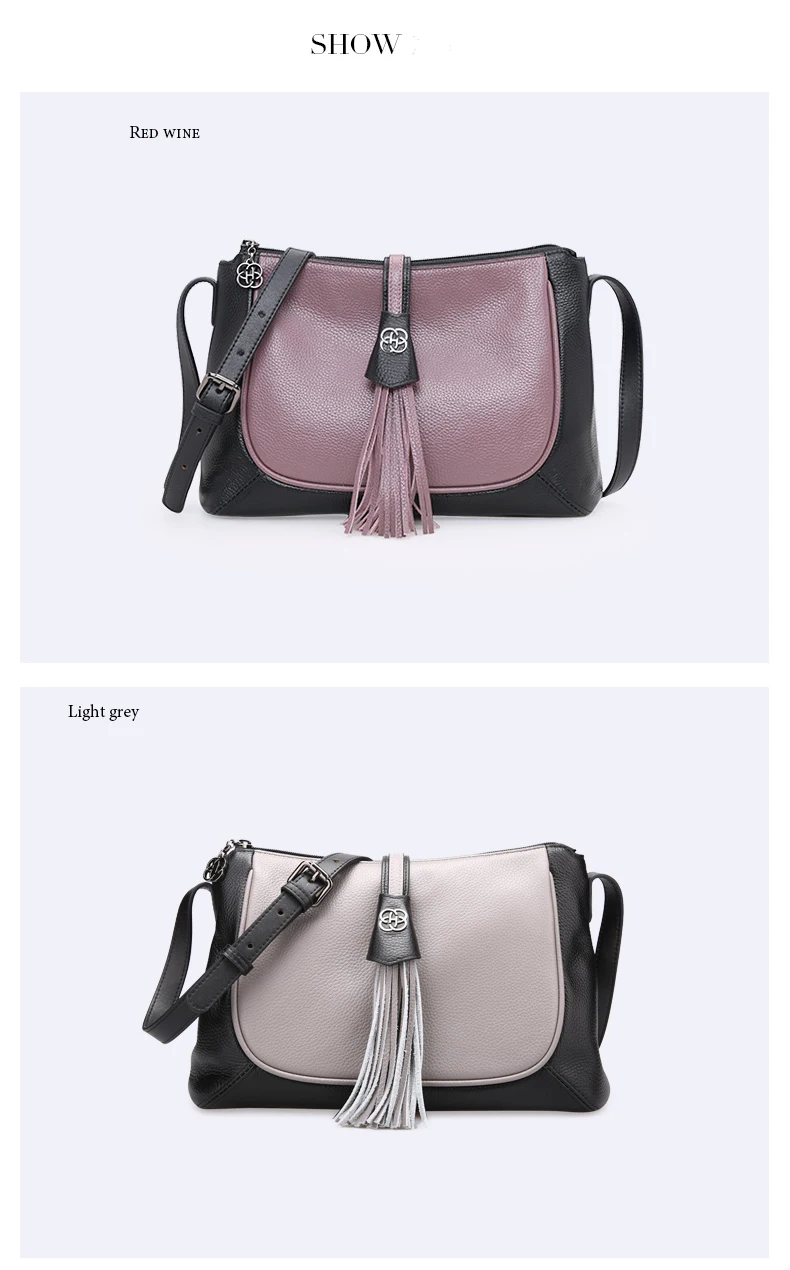 100%Top Cow Genuine Leather Women Handbag ShoulderBags Authentic Female Tassel Bag LadyTote Bag Fashion Brand Girl Messenger bag     H51240555 (11)