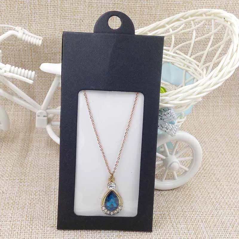 Kraft Necklace Card & Hang Window Box Kraft /Black/White 13.5X6.5CM Earring Card ifg BOX Kraft Window Box accept custom Jewelry Packaging