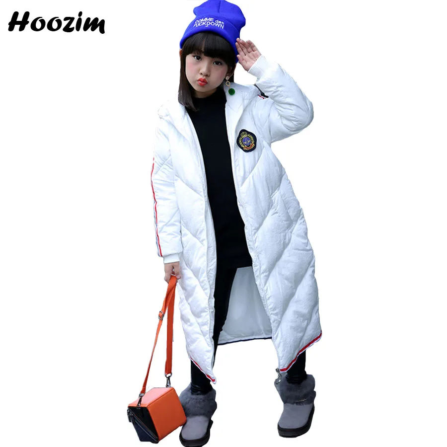 

Winter Kids Outerwear Fashion Long Jacket For Girls 8 9 10 11 12 13 Years Beautiful White Parka Children European Coat For Girls