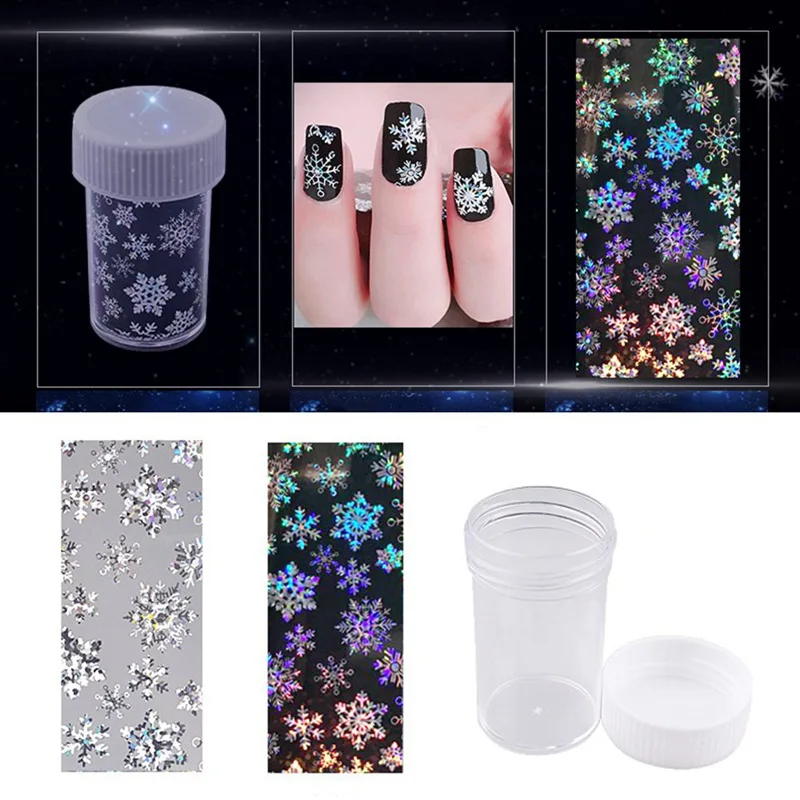 

One Bottle Christmas Snowflake 3D Nail Sticker Santa Claus Deer Pattern Adhesive Transfer Sticker Manicure Nail Art Decals