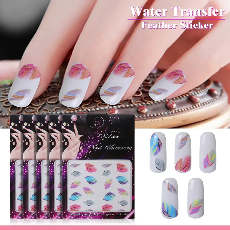

Belen 1 Sheet Nail Art Decals DIY Manicure Sticker New Charming Feather 3D Nail Art Water Transfer Manicure Decal Sticker