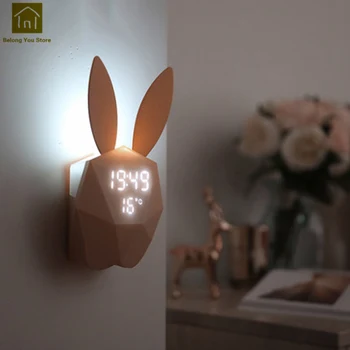 

Multi-function Cute Cartoon Alarm Clock Luminous Electronic Digital Led Clocks Temperature Despertador Table Clock WKJ070