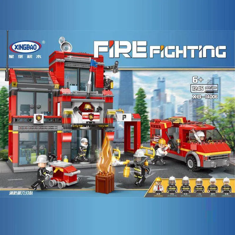 

XINGBAO 14006 City Toys Series The Fire Squadron Set Children Building Blocks Bricks Educational Toys Kids DIY Birthday Gifts