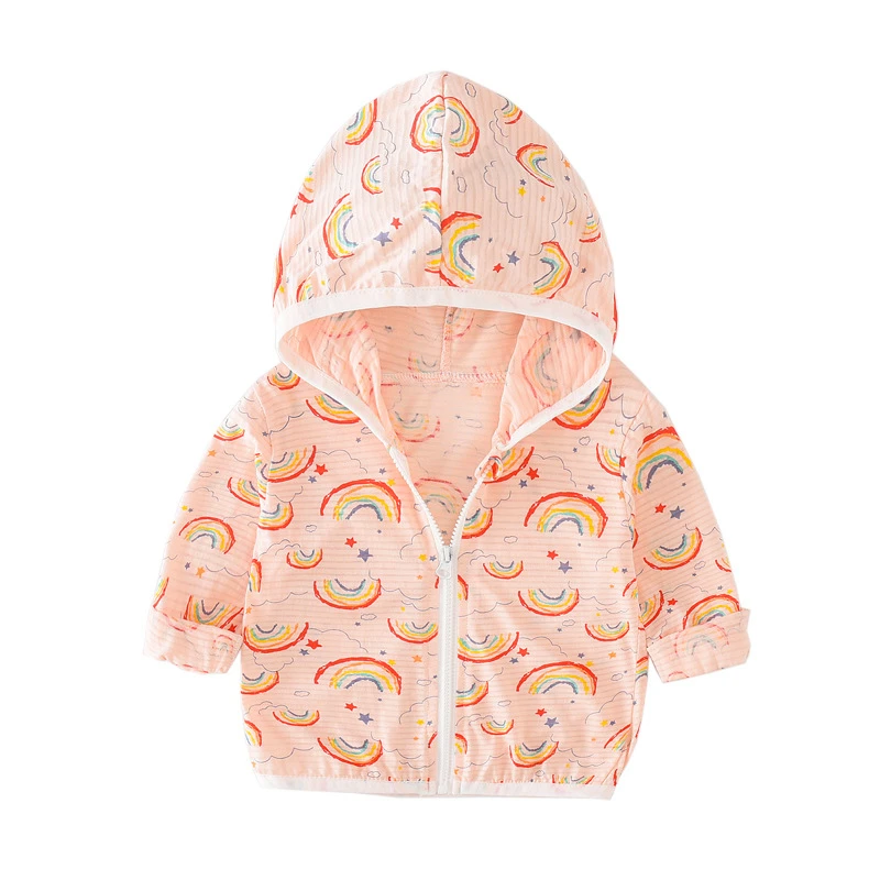 

Girls Boys Jackets For Children's Windbreaker Sun Protection Clothes Kids Coats Baby Hooded Outerwear rainbow Clothing