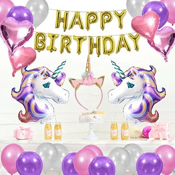 

Unicorn balloon birthday party supplies unicorn hair band set of 38 unicorn set meal