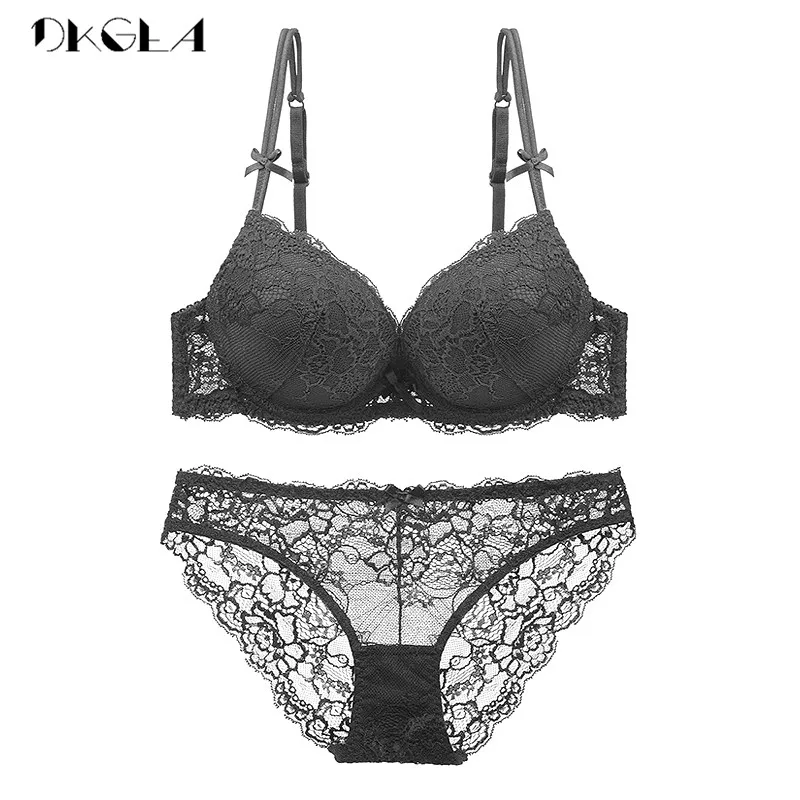 Super Gather Fashion Black Underwear Women Bra Set Push Up Brassiere Cotton  Thick Deep V Sexy Bras Lace Lingerie Sets Embroidery - Price history &  Review