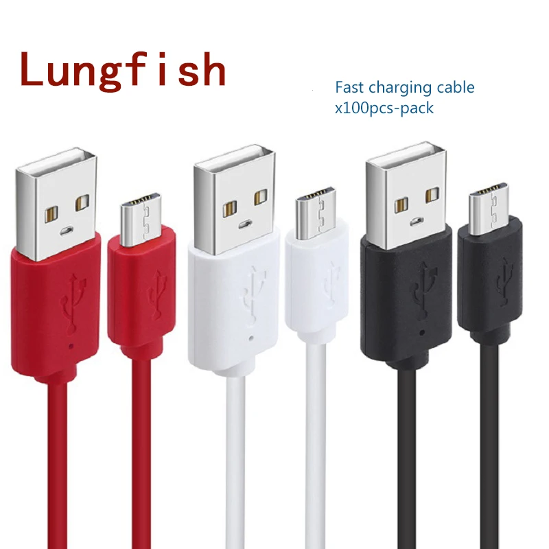Lungfish المصغّر usb 2.0 كابل 100pcs-Pack تهمة مزامنة كابل بيانات الحبل ل الروبوت الهاتف 0.3 m 1 m 1.5 m ل Sumsung هواوي Xiaomi
