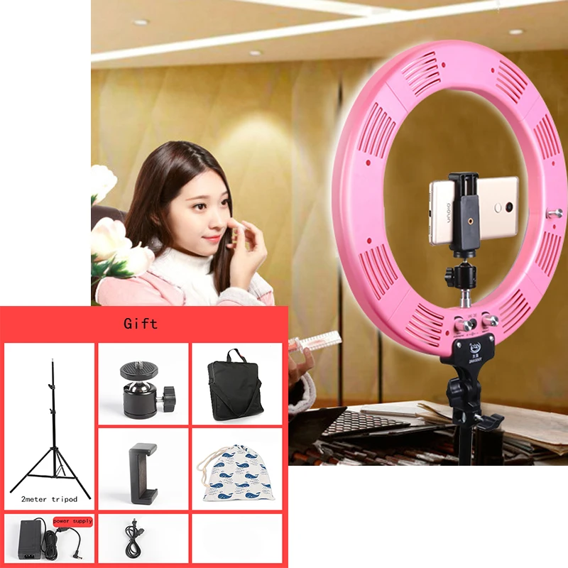 

Photo Studio 16" 600pcs LED 3Color3200K-5600K Dimmable Photography Phone Video LED Ring Light Lamp With Tripod Stand For Camera