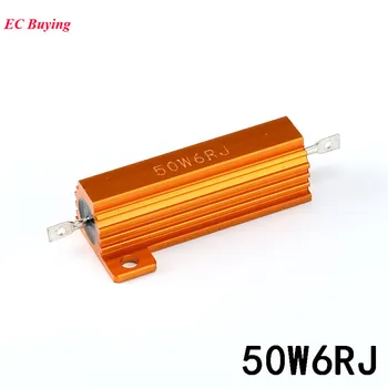 

RX24 50W 6R Heat Sink Resistor Golden Metal Aluminum Case High Power Heatsink Resistor 6 OHM