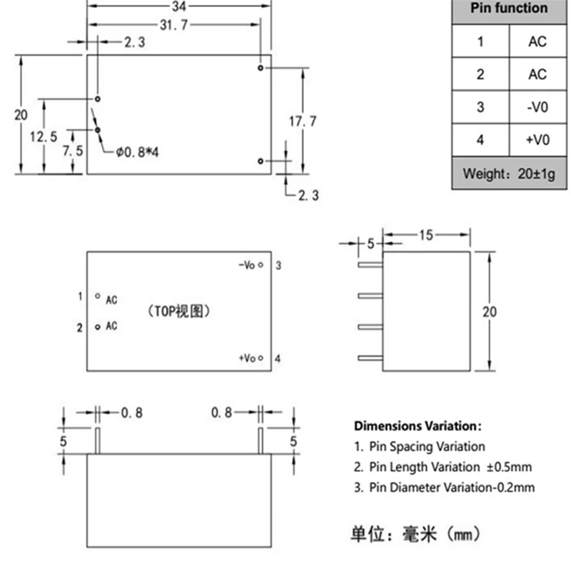 Ac dc 220V до 5v 3w модуль питания HLK-PM01, Hi-Link модуль питания