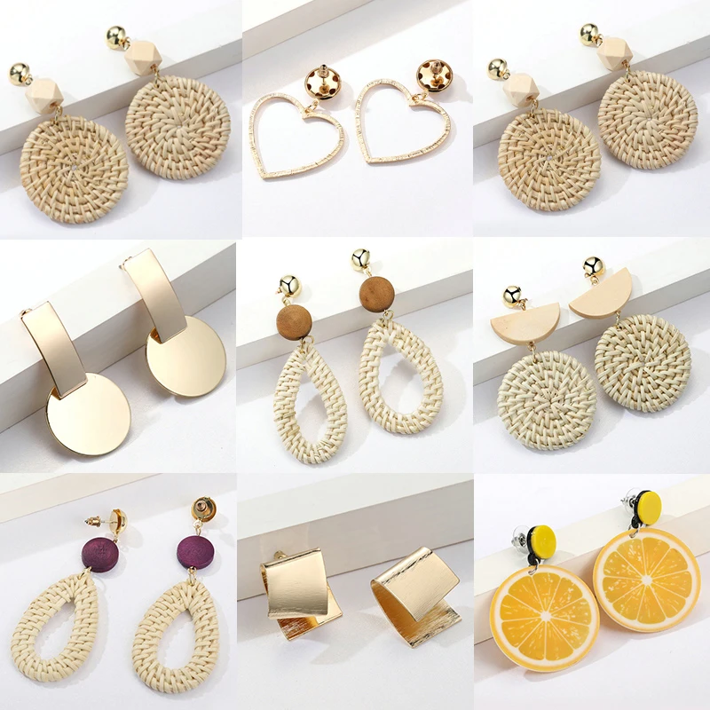 

BISAER Hot Sale Simple Geometric Rattan Stud Earrings for Women Hyperbole Heart Big Cheap Silver Color Earrings Jewelry Collar