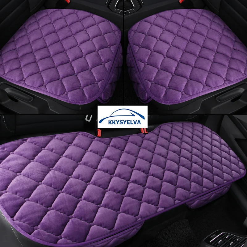 

KKYSYELVA Car Seat Cover Cushion Set Universal Velvet Vehicles Seat Pad Protector Driving Cushion Car-styling Accessories
