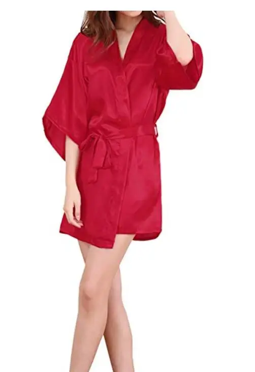 Robe Women Silk Satin Solid Kimono Robe Fashion Bath night Sexy Bathrobe Large Size Bridesmaid Dressing Gown For Wome