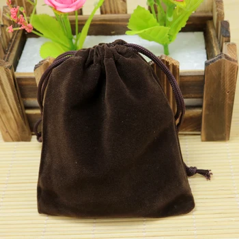 

Wholesale 20Pcs 9x12cm Brown Velvet Bags Small Drawstring Pouch Favor Christmas Gift Bag Wedding Charm Jewelry Packaging Bags