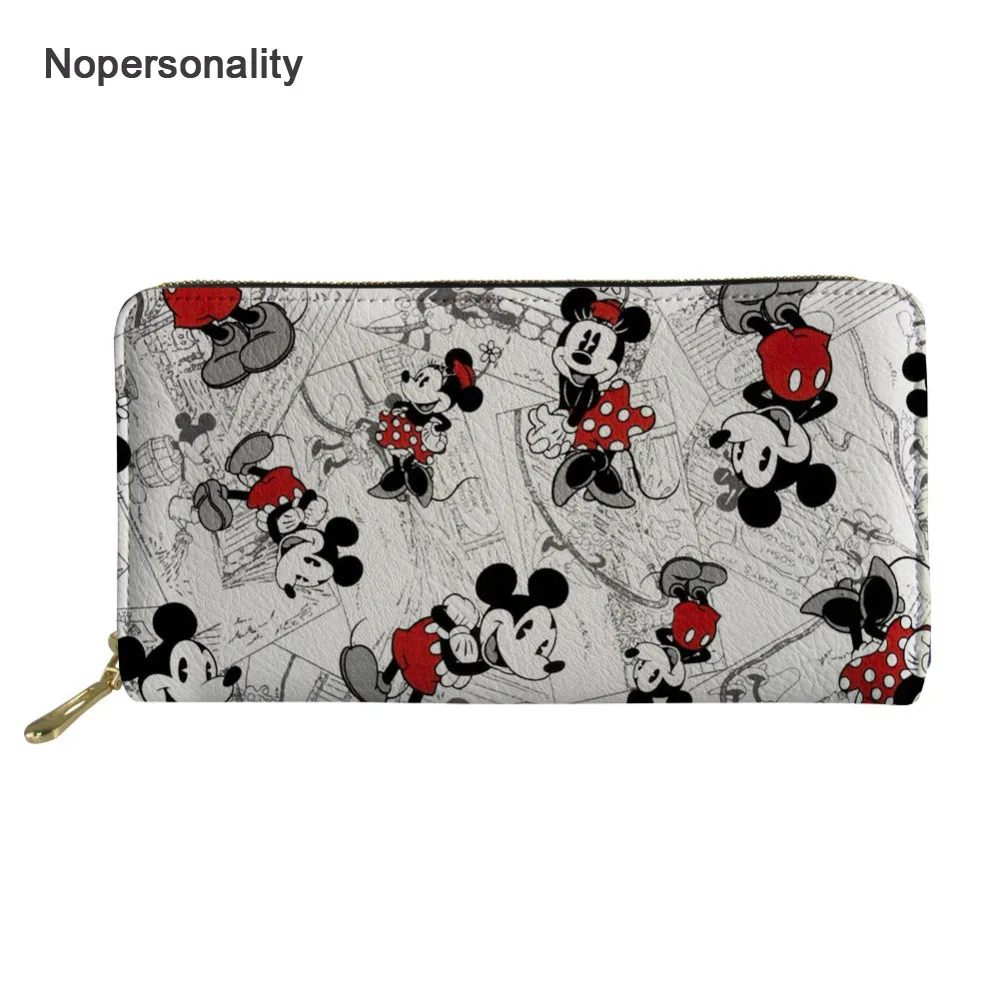 

Nopersonality Cute Cartoon Mouse Print Wallet for Women Long Female Ladies Leather Wallets Casual Card Holder Phone Bags