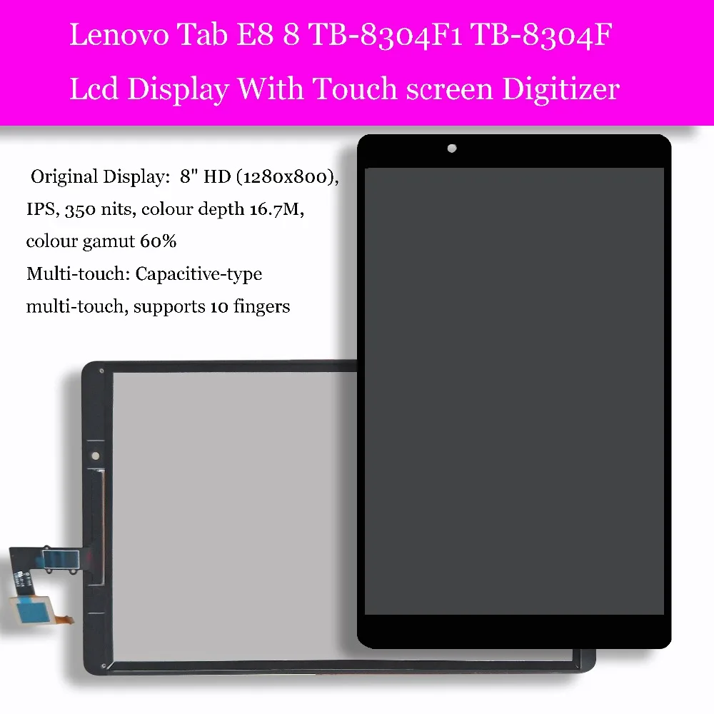 8 дюймов для lenovo Tab E8 8 TB-8304F1 TB-8304F TB 8304 ЖК-дисплей+ сенсорный экран дигитайзер стекло полная сборка планшетный ПК - Цвет: Lcd With Touchscreen