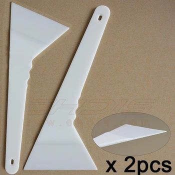 

EHDIS 2pcs White Plastic Ice Scraper Vinyl Car Film Wrap Glue Remover Squeegee Window Cleaning Tool Car Snow Shovel Scraper