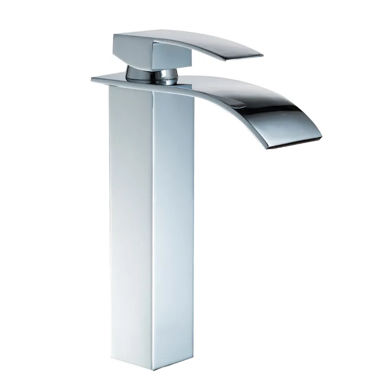 

Chromium-plated waterfall basin faucet Sifang single-hole basin cold-hot mixing faucet