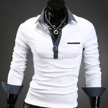 Zogaa Осенняя мужская деловая рубашка поло, новинка, приталенная Мужская рубашка поло с длинным рукавом, удобная мужская повседневная хлопковая рубашка поло в стиле пэчворк