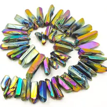 Титан радужные кристаллы опорная точка нитка с широкими бусинами для ожерелья ювелирные изделия приблизительно 16 дюймов