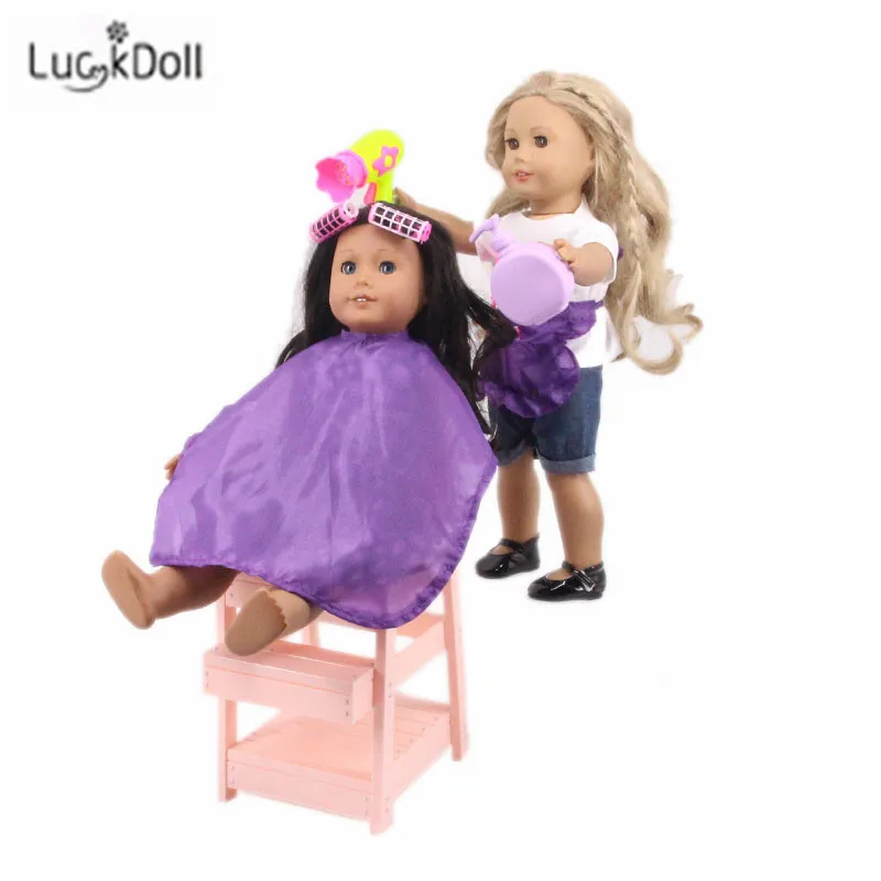 LUCKDOLL маленькой девочки, школьная униформа, гребень+ зеркало, 2 флаконы для духов, 2 щипцы для завивки волос, расческа, ракетка для игры в бадминтон, для 18 дюймов американская кукла