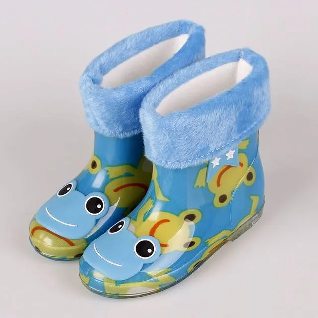 Иностранная детская непромокаемая обувь; Нескользящие сапоги; ботинки с четырьмя рисунками; Детские кашемировые теплые сапоги