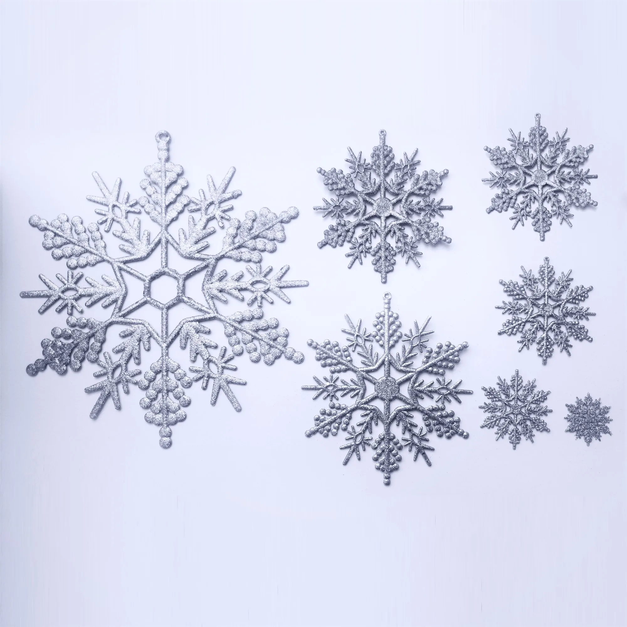 1set 7.5cm to 30cm Christmas Tree Ornament Frozen Party Pendant Wedding Decoration New Year White Powder Plastic Snowflake