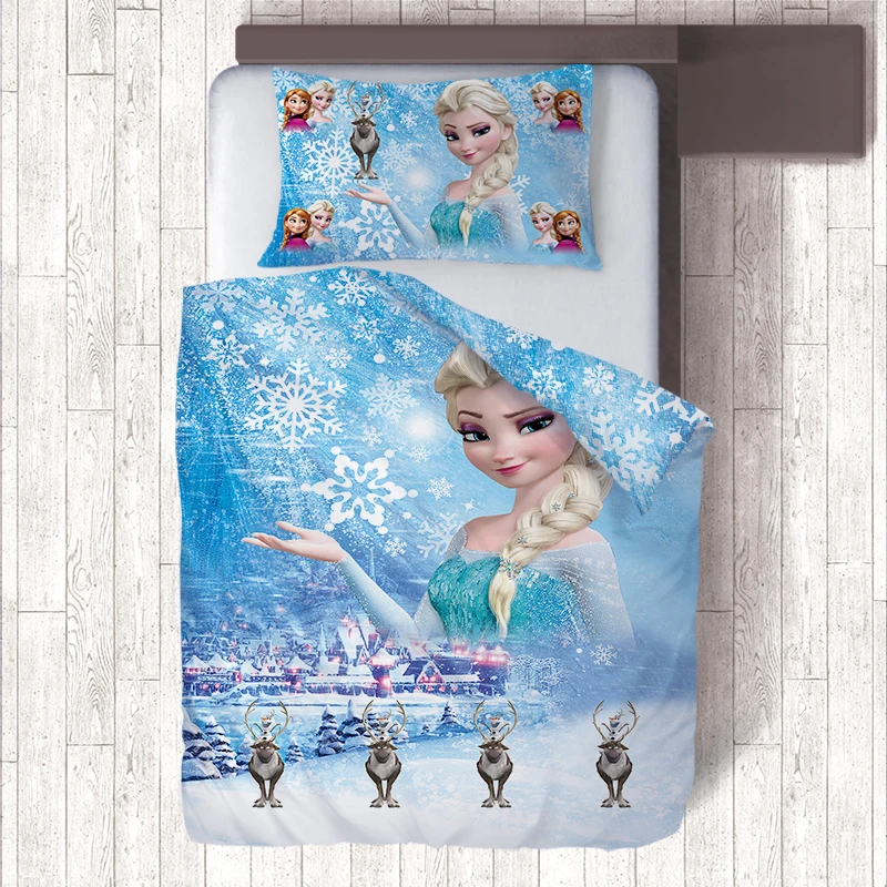 

IKathoME Pink/Purple/Green/Red/Orange Comforter 2 Side Print Single Quilt Sets,Elsa Kids 3D Duvet Covers Pillow Case Bedding Set