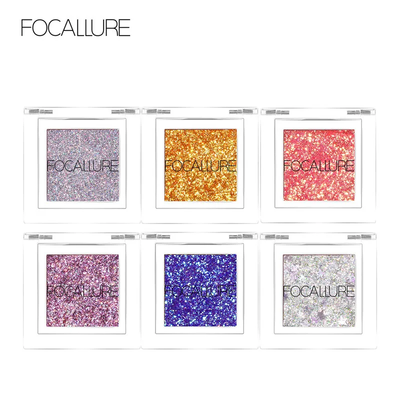 

FOCALLURE Glitter Eyeshaow Smooth High Pigmented Powder makeup Long-lasting Single Shimmer Color Eye shadow