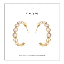 YMYW корейский бренд романтическая имитация жемчуга C форма изысканные серьги-гвоздики элегантный медь золото серебро Стильный для свадебной вечеринки