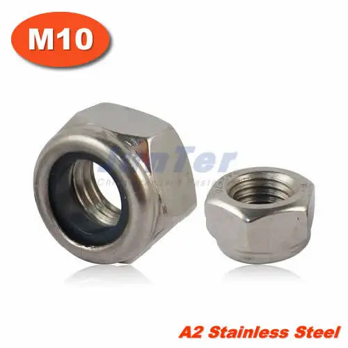 

100pcs/lot DIN985 M10 Stainless Steel A2 Nylon Lock Nut