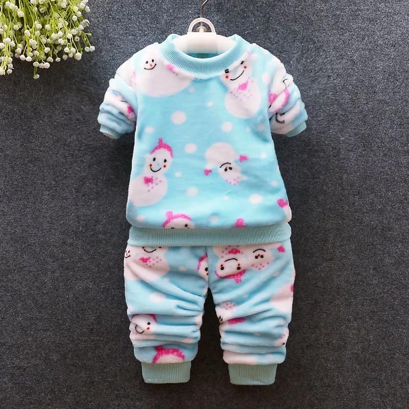 

BibiCola newborn Winter Baby Girls Clothing Sets infants baby Velvet Warm Clothes Sets Toodler Girls boys pajamas sets