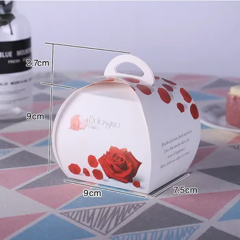 

200 X Valentine's Day Rose Pattern Cookie Gift Boxes Treat Box With Handle For Party Gift Packing Boxes 9x7.5x9cm
