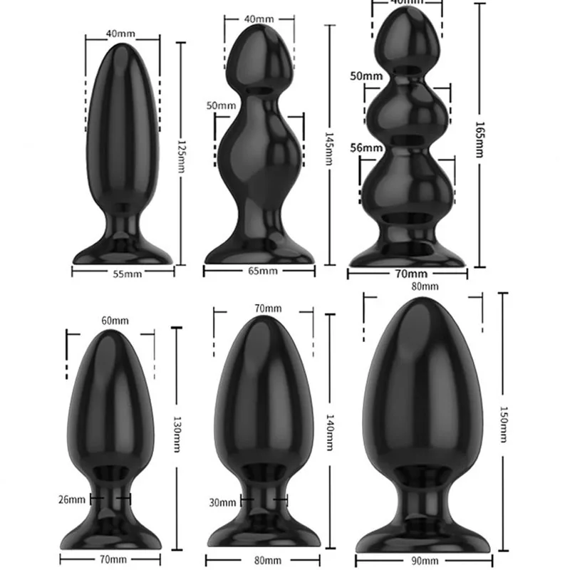 Black Silicone Big Butt Plug 6 Sizes Smooth Soft Huge Anal Beads Dilatador Balls Sex Toys For Men Woman | Красота и здоровье