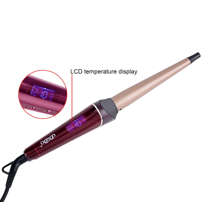 

Cone Shape Barrel 13-25mm Tourmaline Ceramic Hair Curling Iron LCD Display Hair Curler roller hair styling tool with glove 4243