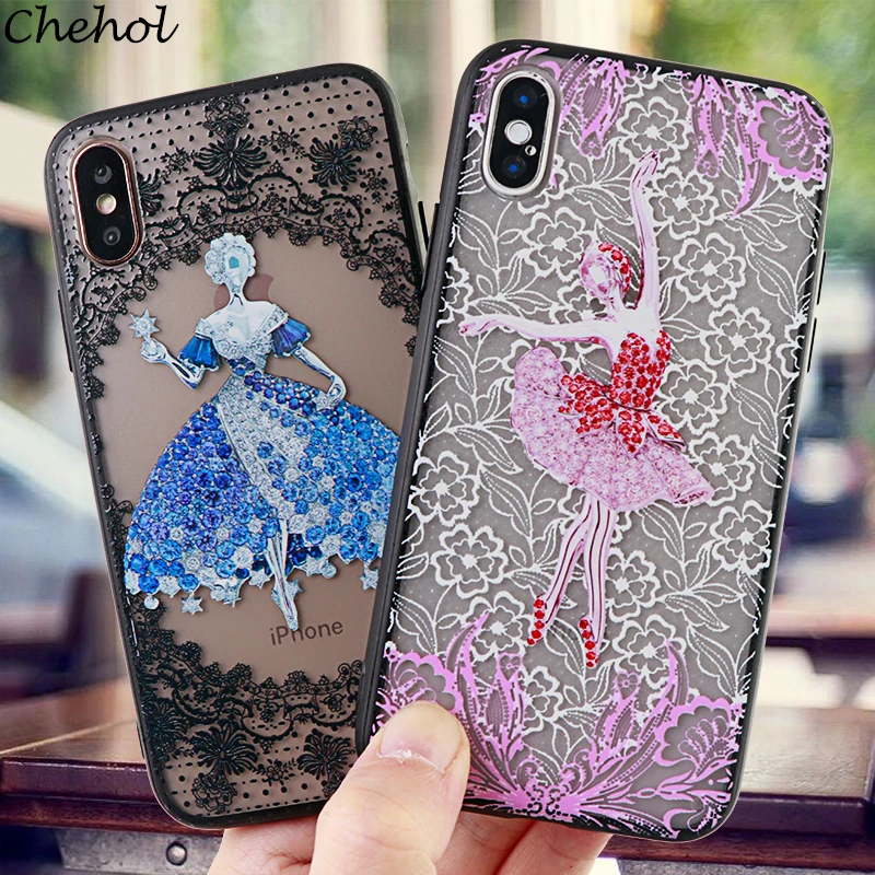 Mobile Phone Case for Iphone 6s 7 8 Pluls X XS MAX XR Lace Art Design Fitted Cases Soft TPU Silicone phone Covers Accessories | Мобильные