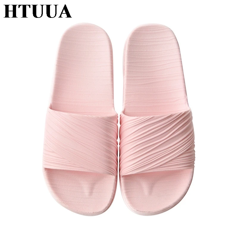 

HTUUA Comfortable House Indoor Slippers Women Unisex Non-slip Bathroom Home Slippers Flat Slides Summer Shoes Woman SX2304