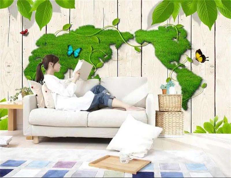 

custom 3d photo wallpaper living room mural green world map painting picture sofa TV background non-woven wallpaper for wall 3d