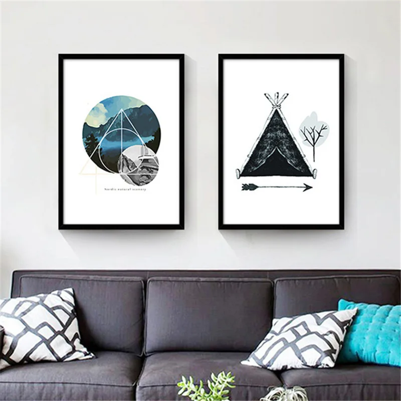 Nordic Geometry Abstract Concise Special Confection Reindeer Leaves Nice Wall paintings Art Canvas Posters for Home Decoration