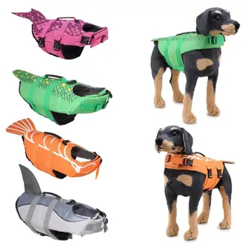 

Dog Life Jacket Pet Saver Life Vest Puppy Swimming Preserver Shark Shape Large Dog Clothes For Golden Retriever Pet Supplies