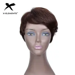X-элементы перуанский короткий натуральные волосы парики с челкой H. вера non-реми машина из натурального волна волос парики для Для женщин