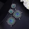 CWWZircons Sparkling Star Shape Black Color Mix Green Blue CZ Zirconia Stones Big Long Dangle Earrings for Women CZ028 ► Photo 3/6