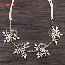 Горяч-продавая серебряными листьями Золотая повязка с кристаллами для волос, свадебные аксессуары пояс цепочка на голову свадебный аксессуар T033