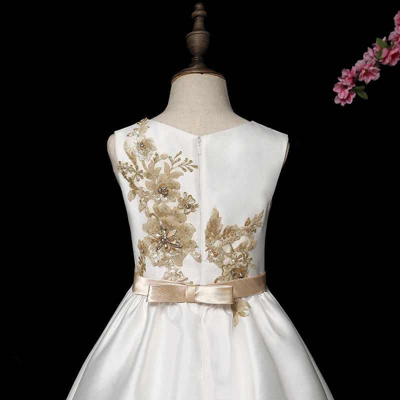 Finove/ г.; Роскошная праздничная одежда для девочек с цветами; белое красивое платье принцессы с вышивкой бисером для девочек-подростков