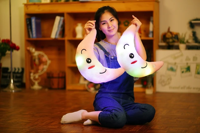 Cute plush light-up toys plush moon pillow soft sleeping pillowhome decor christmas decor gifts for children girls kids toys 2