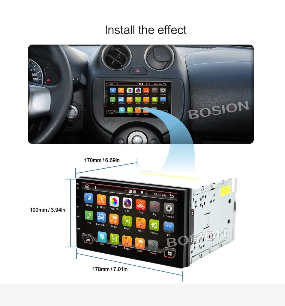 Best 2G RAM Android 7.1 Auto Radio Quad Core 7Inch 2DIN Universal Car NO DVD player GPS Stereo Audio Head unit Support WiFi BT Camera 17