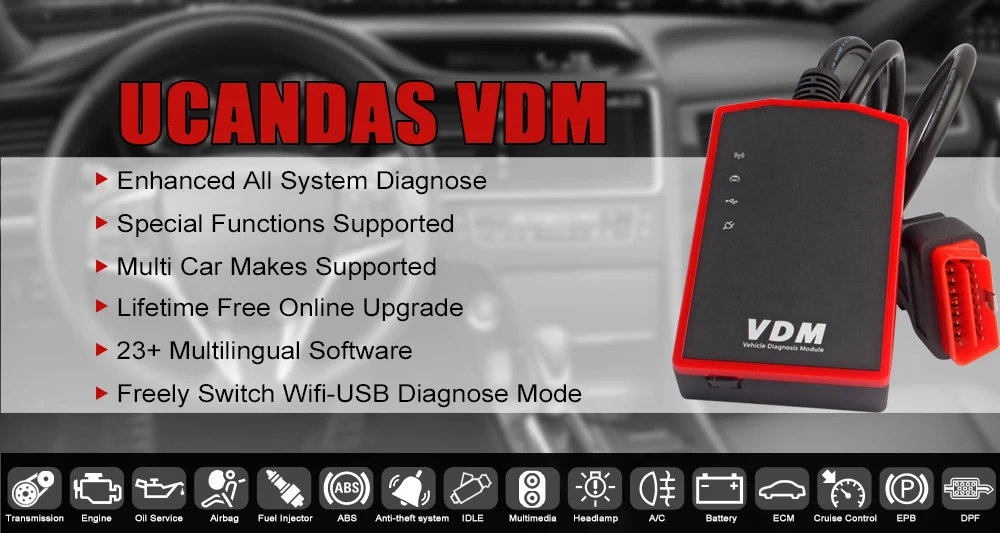 UCANDAS VDM Wi-Fi автомобильный диагностический планшет сканер OBD2 полная система диагностический инструмент OBD 2 Масляный сервис EPB SAS остальные диагностические инструменты