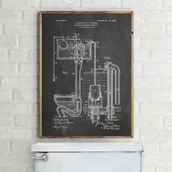 

Toilet Cistern Patent Vintage Blueprint Poster And Print Bathroom Toilet Wall Art Canvas Painting Decor WC Sign Lavatory Posters