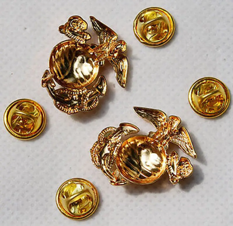 Pair USMC US Marine Corps Marines Emblem Insignia Collar Badge Pin-US206